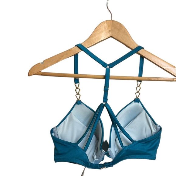 Victorias Secret Swim Push Up Padded Racerback Bikini Chain Link Top Size 36D - Picture 4 of 6